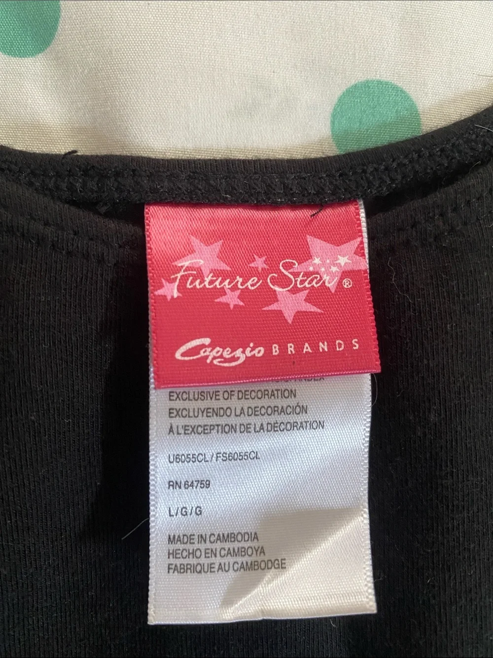 Capezio Black Long Sleeve Girls Leotard Bodysuit with Pink Logo